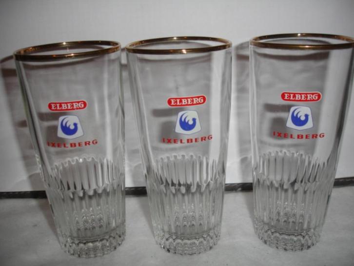 3 bierglazen Elsene - Ixelles, Grand Brasserie de Koeckelber, Verzamelen, Biermerken, Zo goed als nieuw, Glas of Glazen, Overige merken
