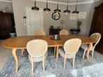 8 eetkamerstoelen in Rotan en stof., Antiek en Kunst, Ophalen