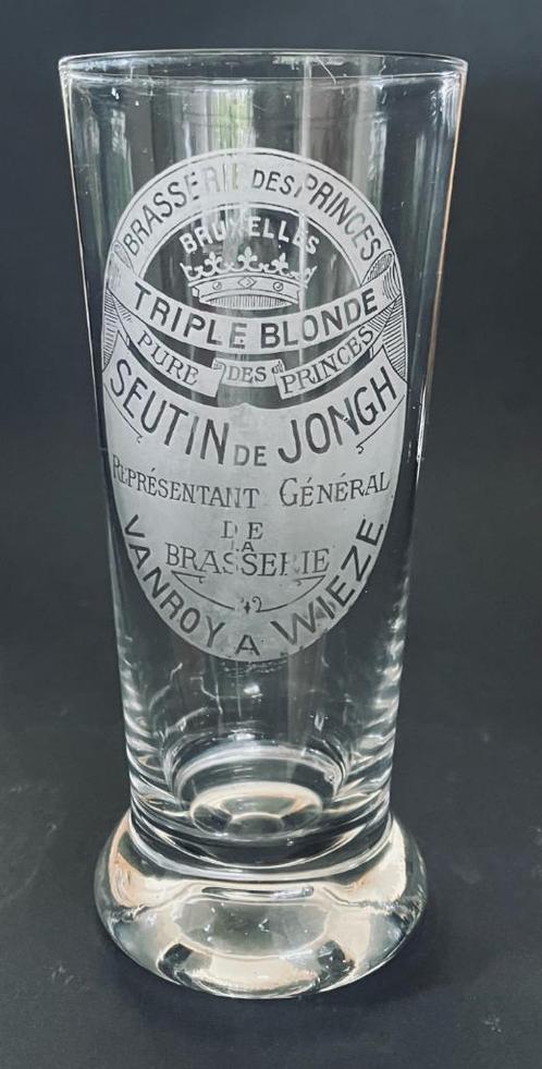 Te ruil; Oud  (+/-1900) geetst glas Van Roy Wieze, Verzamelen, Biermerken, Gebruikt, Glas of Glazen, Overige merken, Ophalen of Verzenden