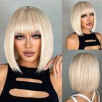 Roomblonde pruik bob model met steil haar model Caren, Handtassen en Accessoires, Verzenden, Nieuw