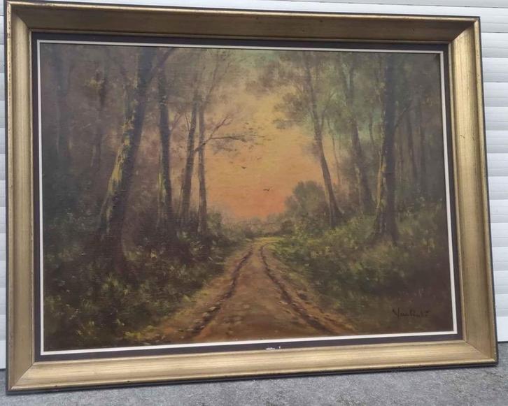 Huile sur toile chemin signe Louis van lint, Antiek en Kunst, Kunst | Schilderijen | Klassiek, Ophalen of Verzenden