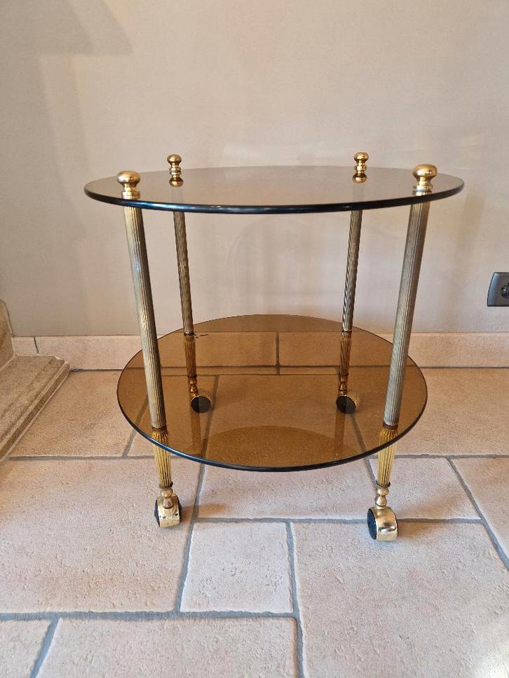 Jaren 70, moderne Italiaanse ronde barwagen, Antiquités & Art, Antiquités | Meubles | Tables, Enlèvement ou Envoi