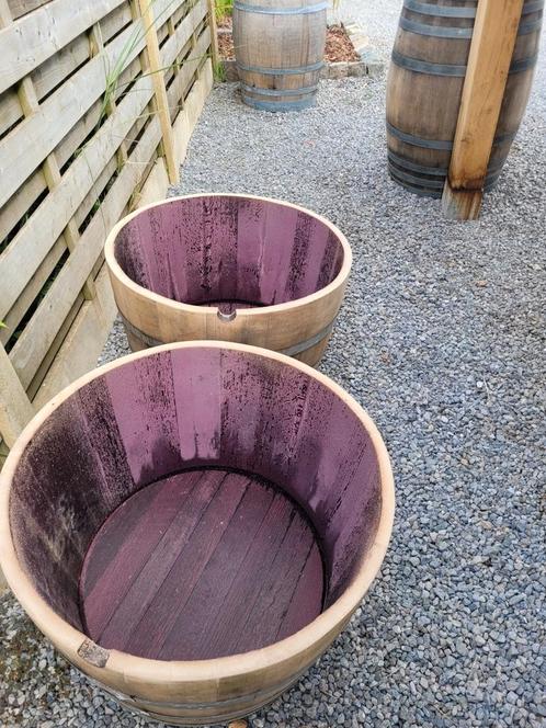 Tonneaux à vin Half Oak d'une capacité de 150 l pour une usi, Jardin & Terrasse, Bacs à fleurs & Jardinières, Comme neuf, Bois