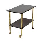 Vintage Franse Bar Trolley Houtfineer Goud Messing Tv-Meubel, Ophalen