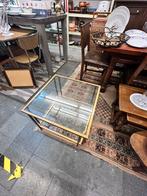 Salontafel glas en goud, Huis en Inrichting, Tafels | Salontafels, Glas, Zo goed als nieuw, Ophalen