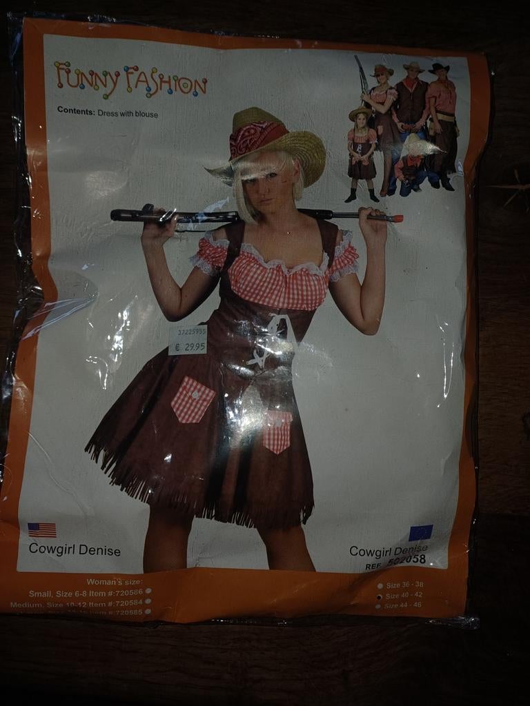 Carnavalskleding cowgirl, Ophalen, Maat 38/40 (M)