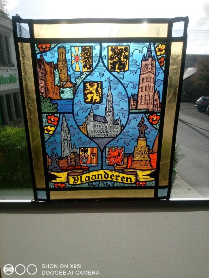 ancien vitrail Vlaanderen, Antiek en Kunst, Antiek | Glaswerk en Kristal, Ophalen