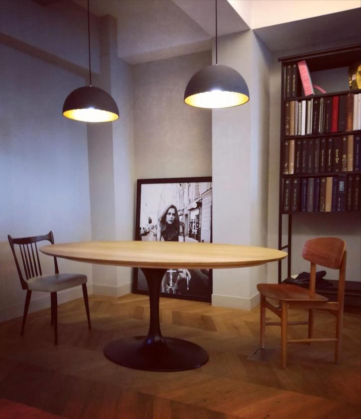 Houten top tulipe tafels Eero Saarinen stoelen tulipe, Huis en Inrichting, Bureaus, Zo goed als nieuw, Ophalen of Verzenden