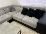 Zithoek te koop, grijs stof, zwart lederlook aan de zijkant., Ophalen, Zo goed als nieuw, Stof