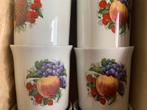 Bekers Villeroy Boch, fruitmotief, Huis en Inrichting, Ophalen, Gebruikt, Porselein, Glas of Glazen