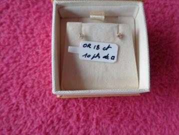 Boucles d'oreilles "Or 18 carats diamant 10pts ". beschikbaar voor biedingen