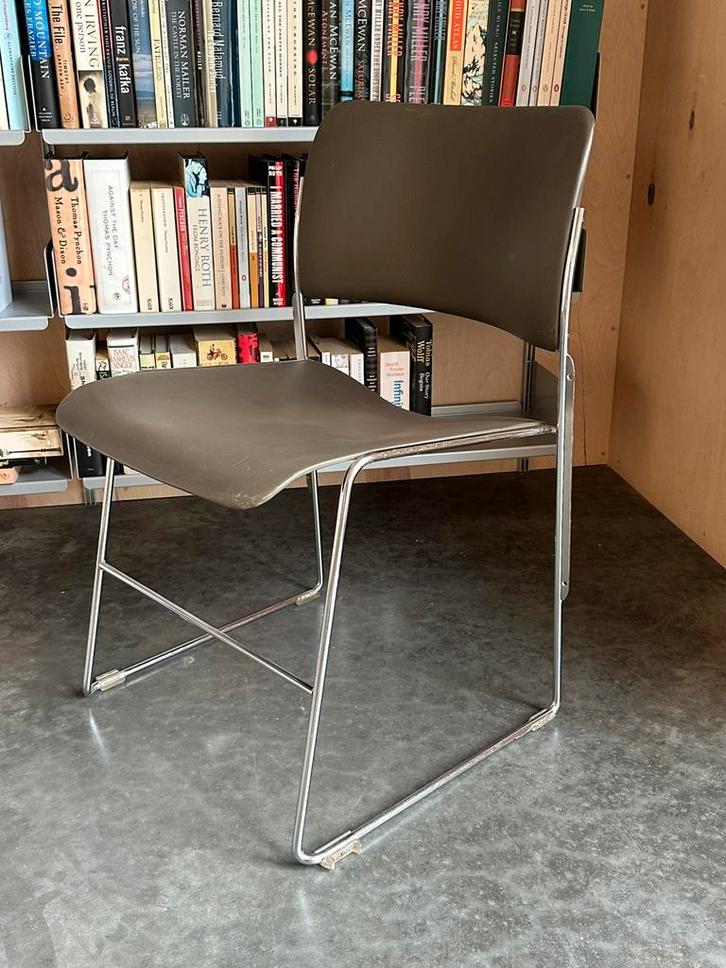 4 vintage David Rowland 40/4 stoelen, Huis en Inrichting, Stoelen, Gebruikt, Vijf, Zes of meer stoelen, Metaal, Overige kleuren
