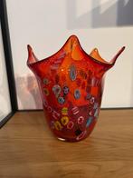 Murano vaas glas millefiori rood, Antiek en Kunst, Ophalen of Verzenden