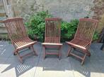 3 chaises de jardin en teck, Jardin & Terrasse, Enlèvement, Utilisé, Bois de teck, Pliant