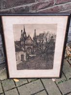 eau forte sainte waudru a mons signe louis van de spiegele, Antiek en Kunst, Kunst | Etsen en Gravures, Ophalen of Verzenden