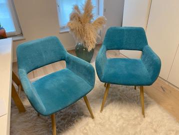 2 chaises velours bleus 