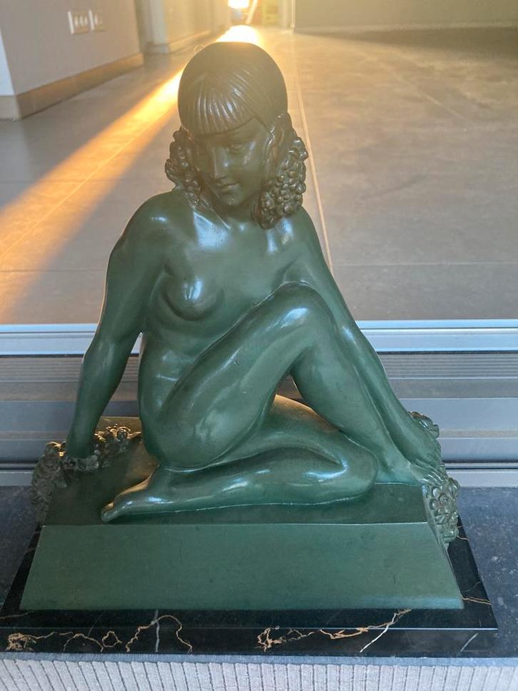 Vintage Art Deco -Bronzen beeld - Guerbe (Pierre Le Faguays), Antiek en Kunst, Antiek | Brons en Koper, Brons, Ophalen