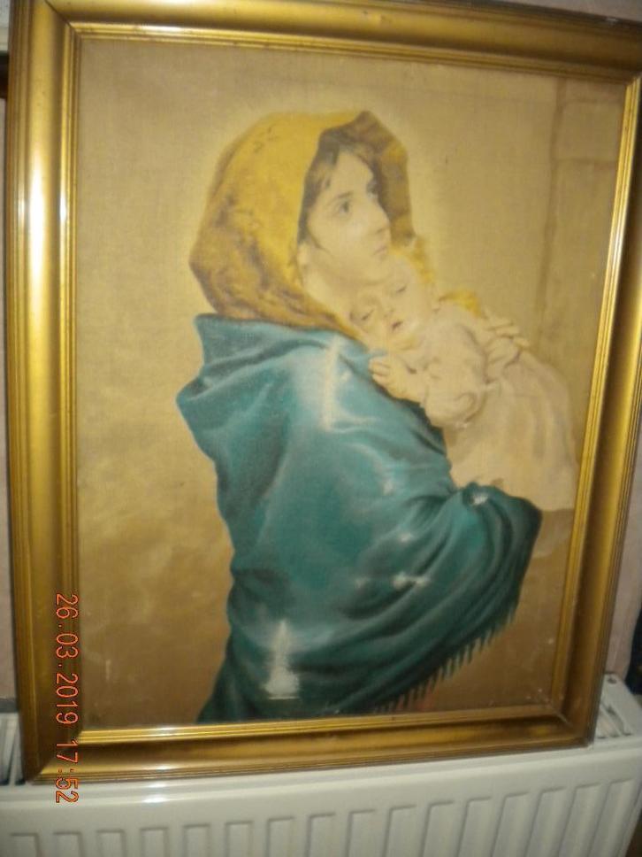 Wanddecoratie met een moeder/kindje erop, Antiek en Kunst, Antiek | Religieuze voorwerpen, Ophalen