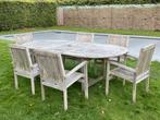 Taek tafel, Tuin en Terras, Ophalen, Gebruikt, Ovaal, Hout