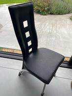 4 zwarte eetkamerstoelen, Huis en Inrichting, Stoelen, Ophalen, Gebruikt, Zwart, Leer