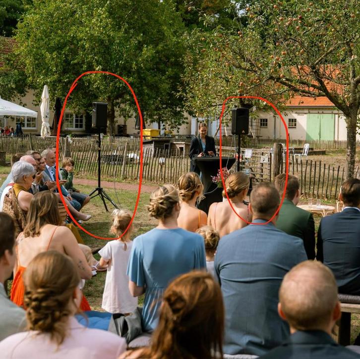 Geluidsinstallatie / PA setje te HUUR, Audio, Tv en Foto, Luidsprekerboxen, Nieuw, Front, Rear of Stereo speakers, 120 watt of meer