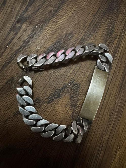 : Massieve Zilveren Armband – 70g – Vintage Cubaanse Stijl, Handtassen en Accessoires, Armbanden, Zo goed als nieuw, Ophalen