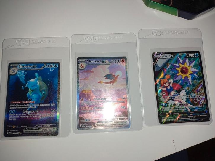 Blastoise ex en Charizard ex van 151 en starmie v van astr, Hobby en Vrije tijd, Verzamelkaartspellen | Pokémon, Ophalen