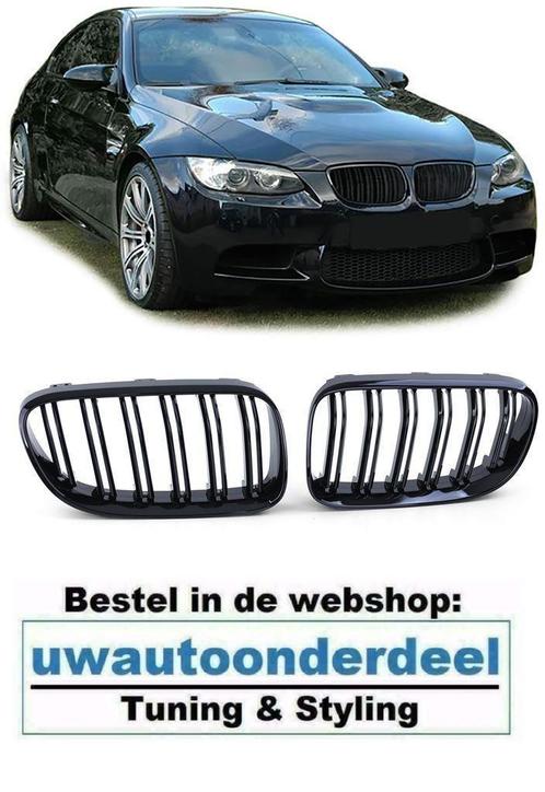 Grill Glans Zwart Dubbele M Spijl Voor Bmw 3 serie E92 E93 L, Auto diversen, Tuning en Styling, Verzenden