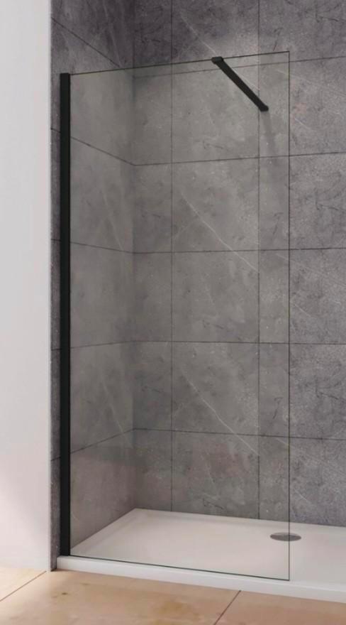 Glazen douchewand + stabilisatiestang (zwart), Huis en Inrichting, Badkamer | Complete badkamers, Nieuw, Ophalen