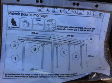  carport L. 5 x B. 3 m HOUT