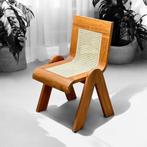 Massief Houten Eetkamerstoel met Rotan Gevlochten Zitting, Antiek en Kunst, Ophalen of Verzenden