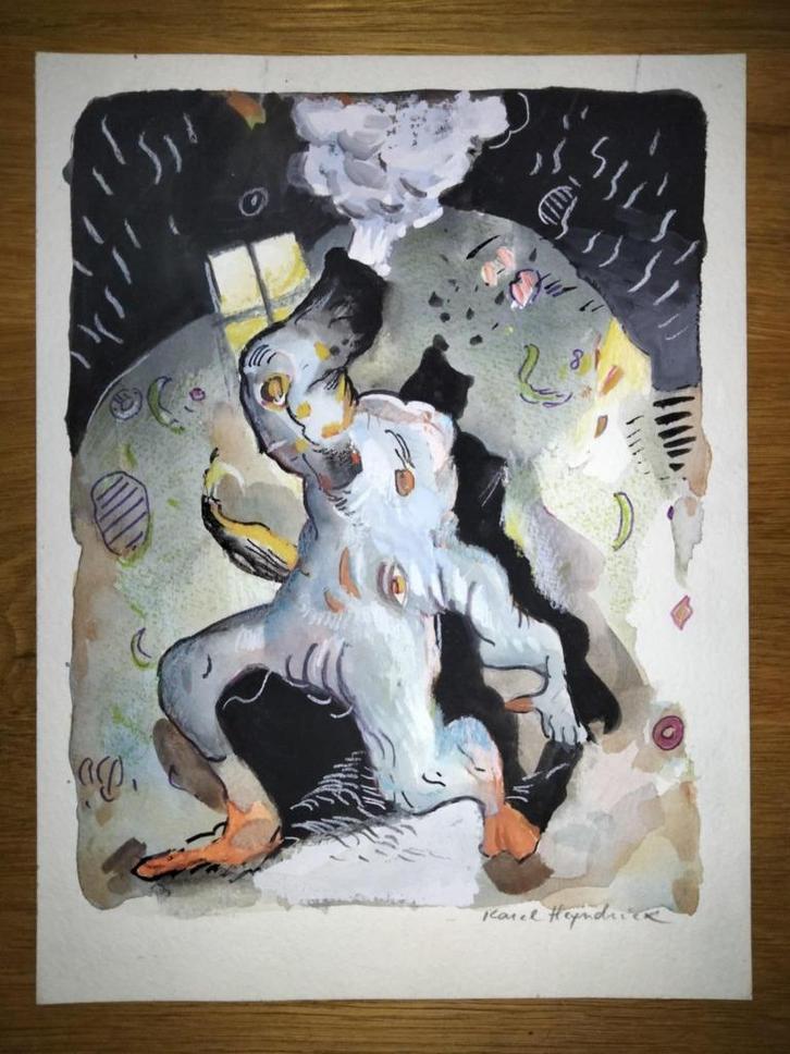 Karel Heyndrickx, Antiek en Kunst, Kunst | Tekeningen en Fotografie, Ophalen of Verzenden