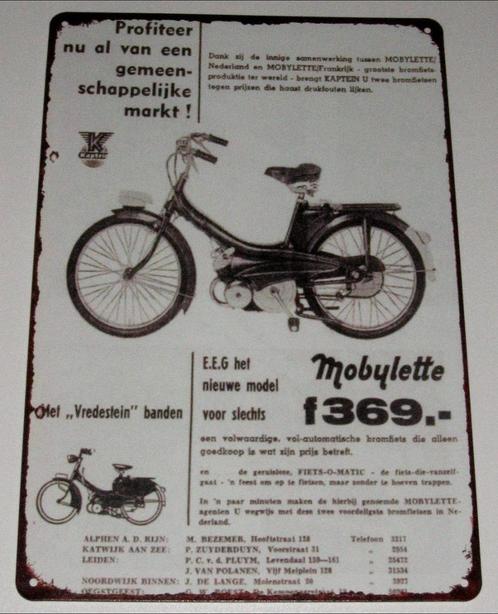 MOBYLETTE BROMMER : Metalen Bord Reclame Mobylette Brommer, Verzamelen, Merken en Reclamevoorwerpen, Nieuw, Reclamebord, Verzenden
