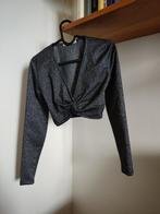 Zilveren crop top met decolleté, Overige kleuren, Nieuw, Ophalen of Verzenden, Lange mouw