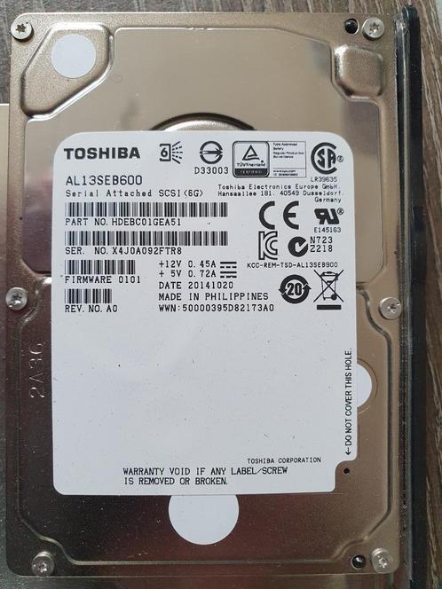 Toshiba AL13SEB600 600GB 10k rpm Enterprise SAS-2 Hard Drive, Computers en Software, Harde schijven, Gebruikt, Server, Intern