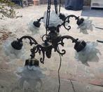 Bronzen kroonluchter, Huis en Inrichting, Lampen | Kroonluchters, Ophalen, Gebruikt, Glas