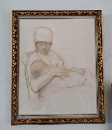 Litho Armand Rassenfosse "Maternité" signée et datée 1921 beschikbaar voor biedingen