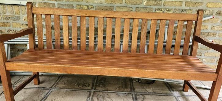 Tuinbank massieve teak ( B180), Tuin en Terras, Tuinbanken, Gebruikt, Ophalen