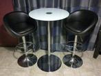 Hoge tafel, hoge bartafel, bartafel met glazen blad, Huis en Inrichting, Tafels | Statafels, Ophalen, Zo goed als nieuw