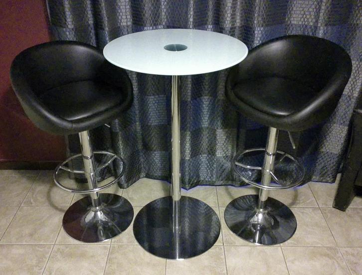 Hoge tafel, hoge bartafel, bartafel met glazen blad, Huis en Inrichting, Tafels | Statafels, Zo goed als nieuw, Ophalen