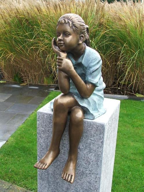 Bronzen meisje ook bijhorende jongen aanwezig, ruime keuze!, Jardin & Terrasse, Statues de jardin, Neuf, Homme, Autres matériaux