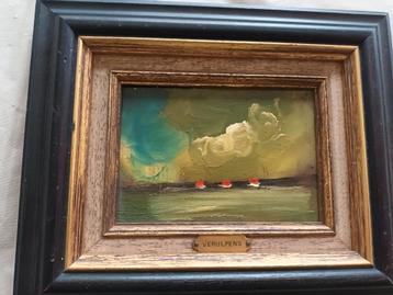 Schilderij: zeezicht met boten (eind 19e/begin 20e eeuw) beschikbaar voor biedingen