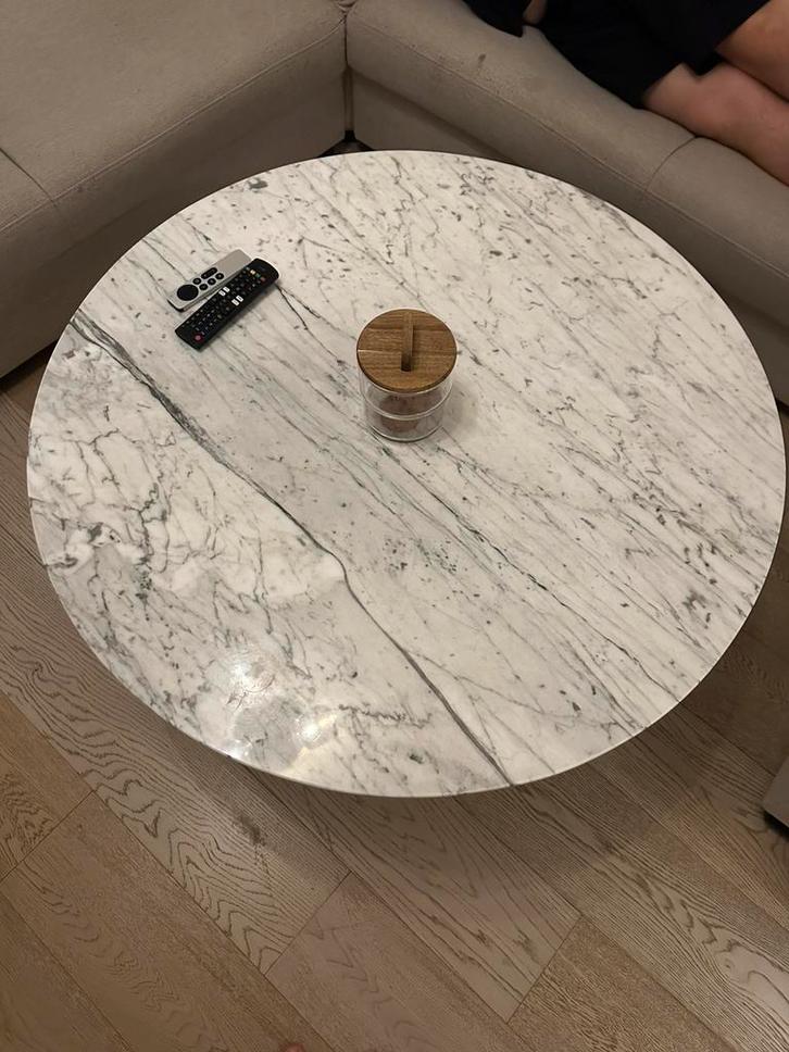 Ronde marmeren salontafel, Huis en Inrichting, Tafels | Salontafels, Zo goed als nieuw, Rond, Ophalen