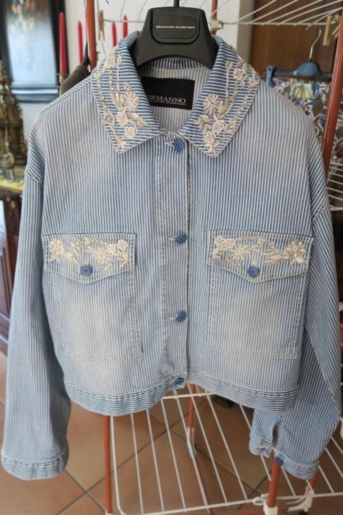Jasje denim streep blauw broderie Ermanno Scervino mt 40, Kleding | Dames, Jassen | Zomer, Zo goed als nieuw, Maat 38/40 (M), Blauw