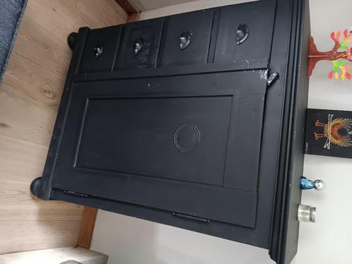 Armoire patinee noir mat, Huis en Inrichting, Kasten | Ladekasten, Gebruikt, 100 tot 150 cm, 50 tot 100 cm, 25 tot 50 cm, Grenenhout
