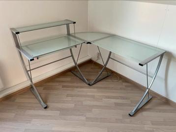 Glazen hoek bureau, Enlèvement, Comme neuf, Bureau