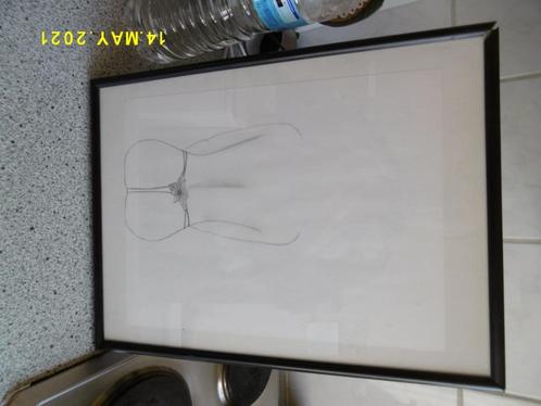 modern kader met potloodtekening, Antiek en Kunst, Kunst | Schilderijen | Modern, Ophalen of Verzenden