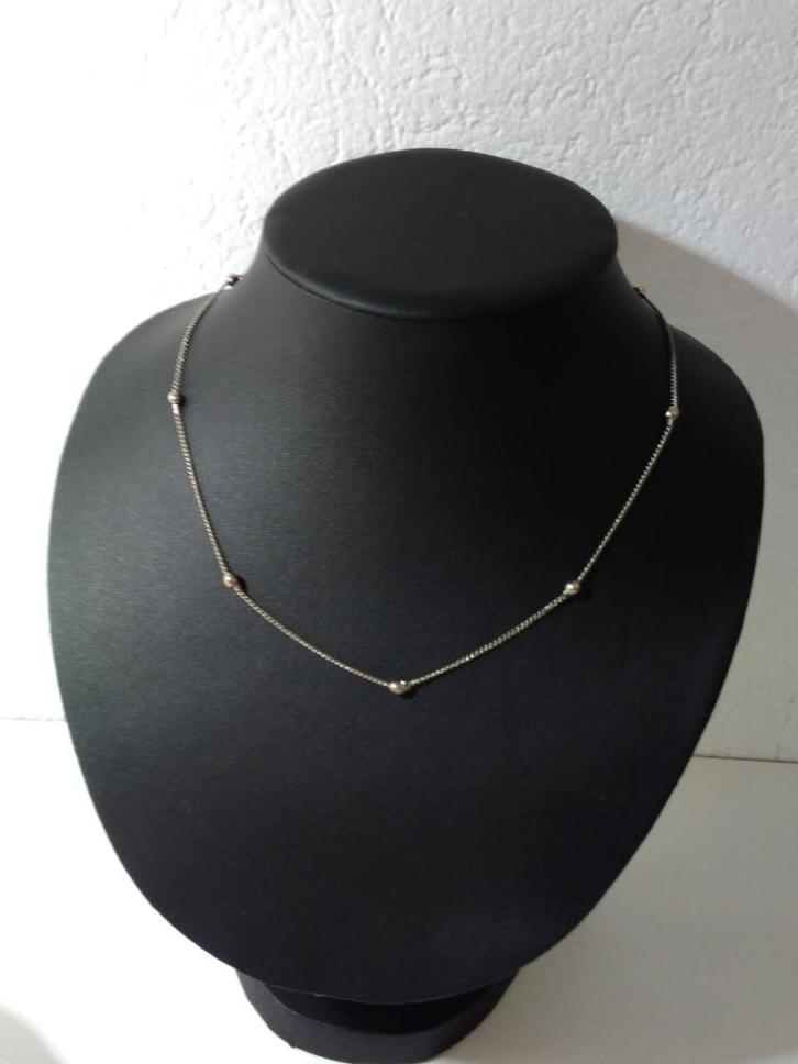 Vintage ketting zilver met kraaltjes, Handtassen en Accessoires, Kettingen, Zo goed als nieuw, Zilver, Zilver, Verstelbaar, Ophalen of Verzenden