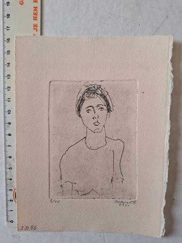 Zeer vroege ets Fred Bervoets "Jonge vrouw" uit 1960 beschikbaar voor biedingen