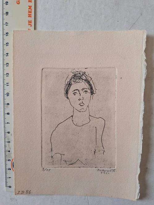 Zeer vroege ets Fred Bervoets "Jonge vrouw" uit 1960, Antiek en Kunst, Kunst | Etsen en Gravures, Ophalen of Verzenden